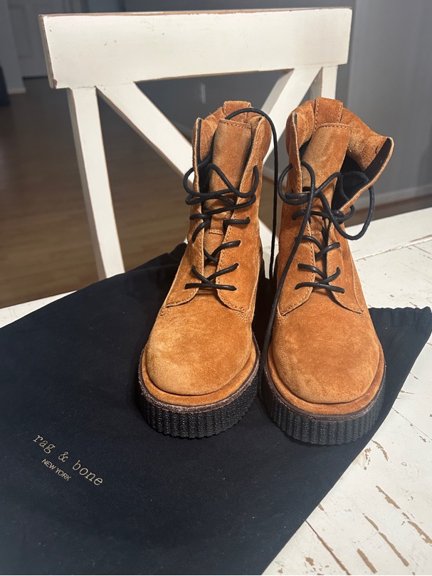 Rag & Bone Tan Suede Lace-Up Platform Ankle Boots